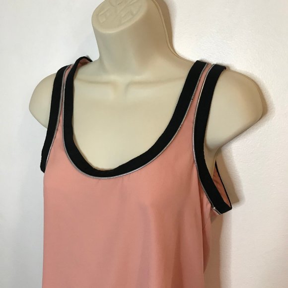 Kardashian Kollection XS Extra Small Pink Tank Top Blouse Shirt Black Silver - Picture 2 of 7